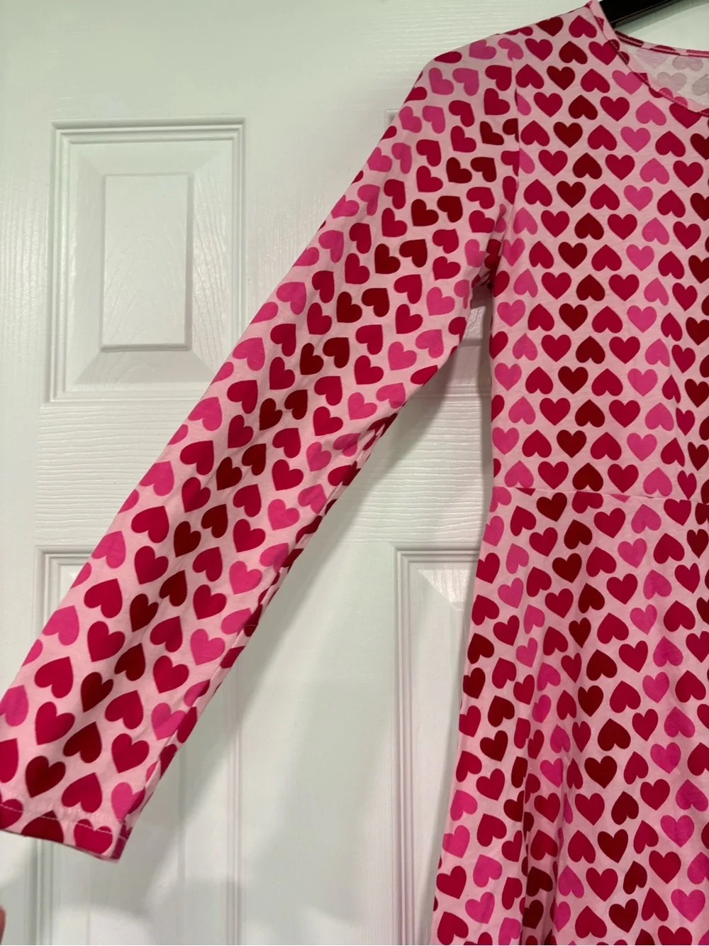Children’s Place Girls' Pink Heart-Print Long Sleeve Skater Dress Size XL 14 - Picture 2 of 5
